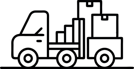 Forklift Truck Moving Boxes Line Art Illustration