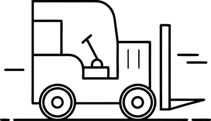 Simple Line Drawing of a Forklift in Motion