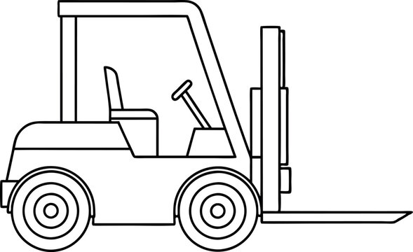 recommend clip art: Black and White Illustration of a Forklift Front View