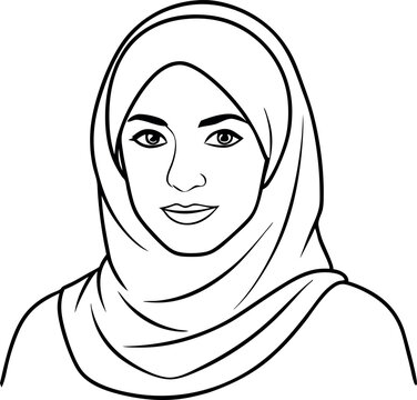 recommend clip art: Line Art Illustration of Woman Wearing Hijab