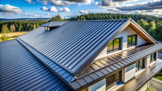 Sturdy metal roof with sleek, modern design and superior waterproofing system, ensuring durability and protection against harsh weather conditions.