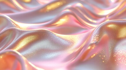 Obraz premium Luxurious Wavy Metal Liquid Abstract Background with Soft Pastel Tones and Fluid Shapes.