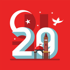 Fototapeta premium vector illustration turkey independence