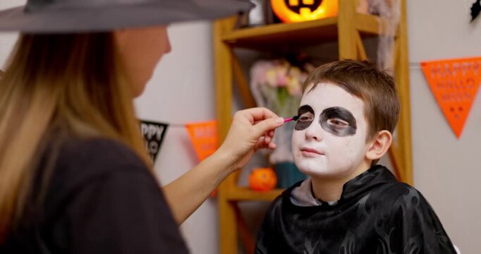 Halloween Makeup Session for Young Boy