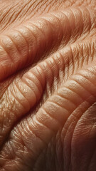 Fototapeta premium A close-up image of a hand gently touching a textured, abstract red and brown feather