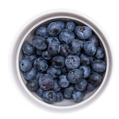 Product photo of fresh blueberries on a white background