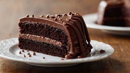 Obraz premium Chocolate cake on a plate