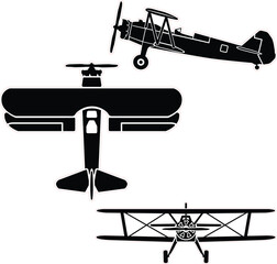 Classic airplane  vector set with outline