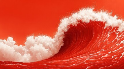 A visually striking red ocean wave captured in dramatic motion, showcasing the natural beauty and power of water in an abstract setting.