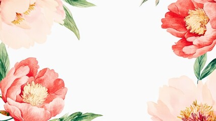 Obraz premium Elegant watercolor flowers frame a blank space, perfect for invitations, cards, or any creative project.