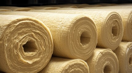 Thermal insulation boards made of mineral wool for insulation of the facade of the building. Neural network ai generated art