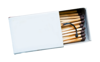 Burning matches in an open box  isolated on white