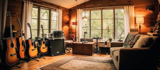 Rustic Cabin Music Studio with Natural Light