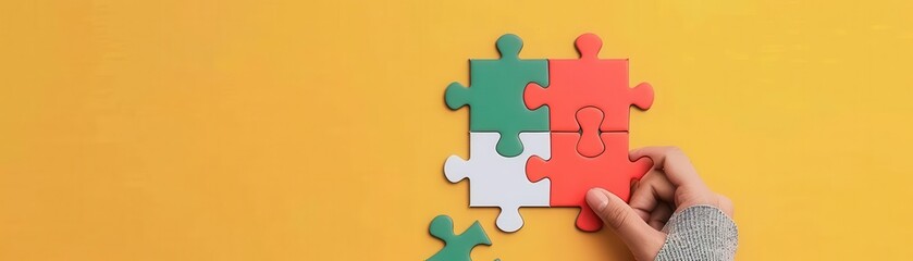 Obraz premium Interactive puzzle, touchscreen with elements, flat design illustration