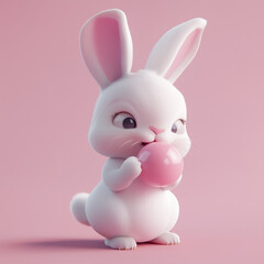Obraz premium 3D bunny holding pink gum