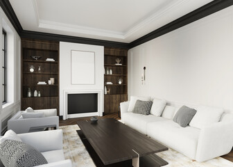 Classic White interior frame mockup modern furniture