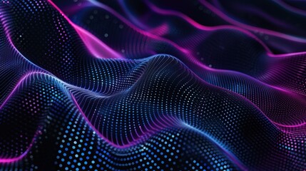 Obraz premium Abstract Digital Wave with Purple and Blue Glowing Dots