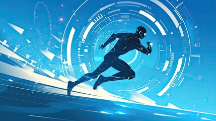 minimalist sci-fi character sprinting game