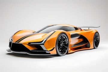 Fototapeta premium Black and orange supercar - studio shot - 3D Illustration