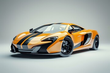 Black and orange supercar - studio shot - 3D Illustration