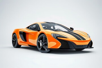 Fototapeta premium Black and orange supercar - studio shot - 3D Illustration
