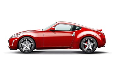 Red car image on isolated white background,