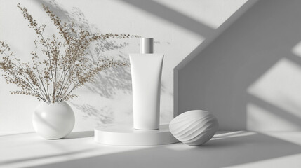 Elegant and Minimalistic Product Mockups Featuring Natural Elements, Shadows, and Modern Designs for Enhanced Visual Branding
