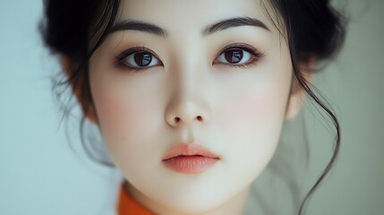 Asian actress, captivating eyes, grace, elegance, timeless beauty.