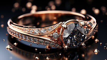 Gleaming Golden Glitter Ring, Accentuated By Dark Black Background  