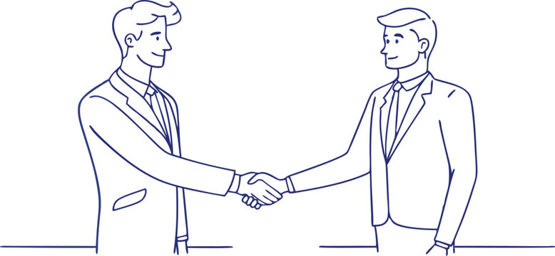 recommend clip art: continuous single line drawing of businessmen shaking hands, business handshake line art vector illustration