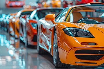 Obraz premium Family cars in a row - 3D Illustration