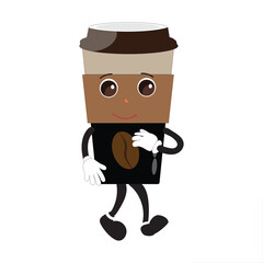 Coffee Cup Mascot Logo, a fun mascot logo of a coffee cup smiling with various expressions, perfect for coffee shops and cafes looking for a friendly