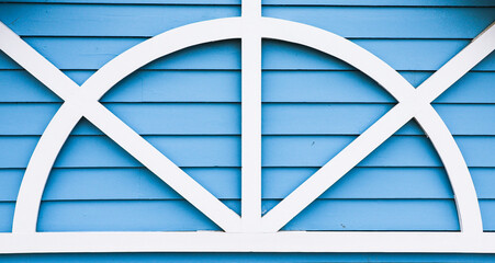 White trim on blue boards