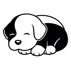 a Cute puppy Sleeping vector illustration, solid color illustration
