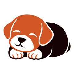 a Cute puppy Sleeping vector illustration, solid color illustration