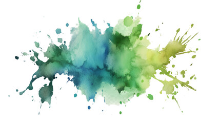 Green blue watercolor splash drops isolated on transparent background © Ahmad