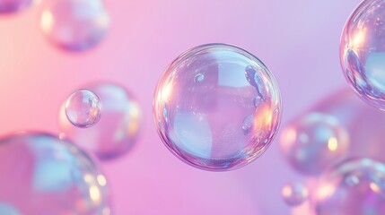 An ethereal display of colorful, luminous bubbles in a soft setting