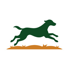 a dog are jumping on the field vector art illustration, solid color illustration, isolated white background