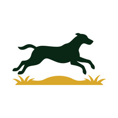 a dog are jumping on the field vector art illustration, solid color illustration, isolated white background