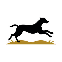 a dog are jumping on the field vector art illustration, solid color illustration, isolated white background
