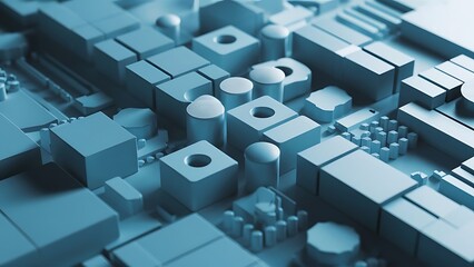 Blue 3D Shapes neatly organized to make a Tech abstract wallpaper