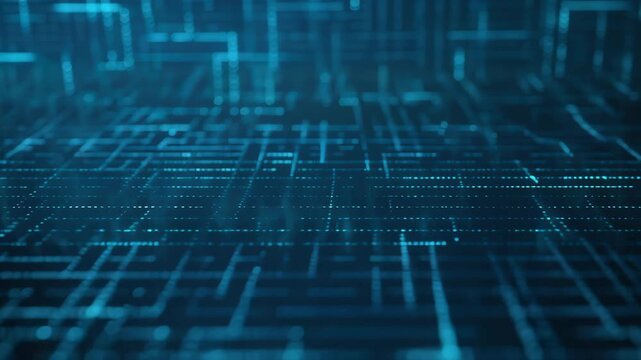 Futuristic digital pattern in blue tones, representing technology, data, and connectivity in a modern abstract design.