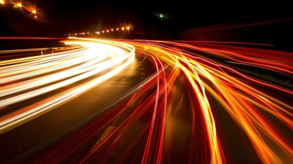 Abstract Light Trails on a Highway at Night