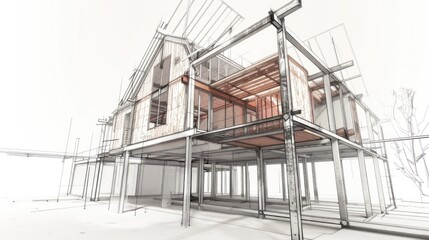 Architectural Sketch of a Modern Home