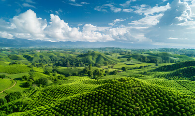 Fototapeta premium Pictures of coffee and coffee beans, coffee plants