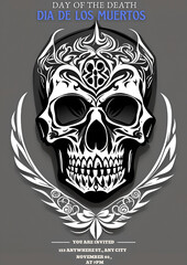 Dia de muertos background. English Translation - Day of the Dead. Mexican Dia de muertos celebration. November 2. Vector illustration. Poster, Banner, Flyer, Greeting Card, Invitation Card, Template.