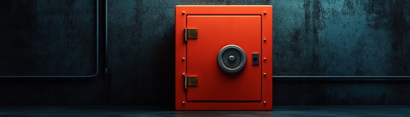 Industrial-grade security safe, heavy-duty protection, flat design illustration
