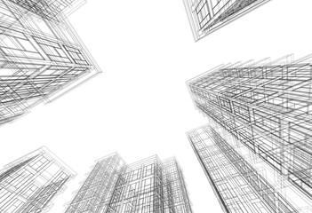 Modern building architectural 3d rendering