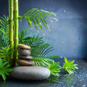 Bruhigendes Meditationsbild mit Steinen und Wasser isoliert