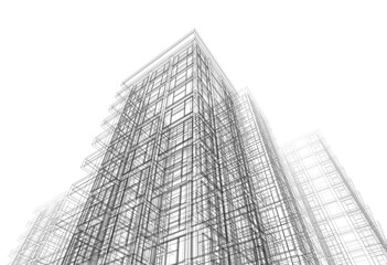 Modern building architectural 3d rendering